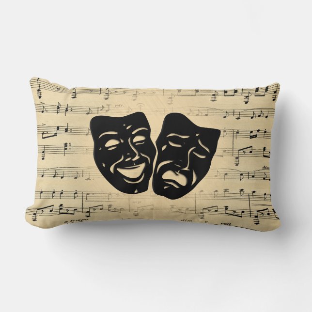 Antique Music and Theater Masks Lumbar Pillow (Front)