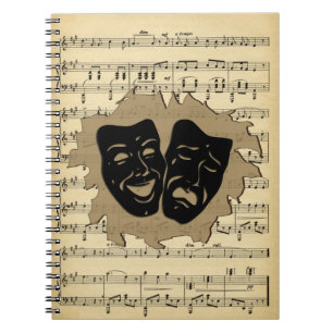 Antique Music and Theater Masks Notebook