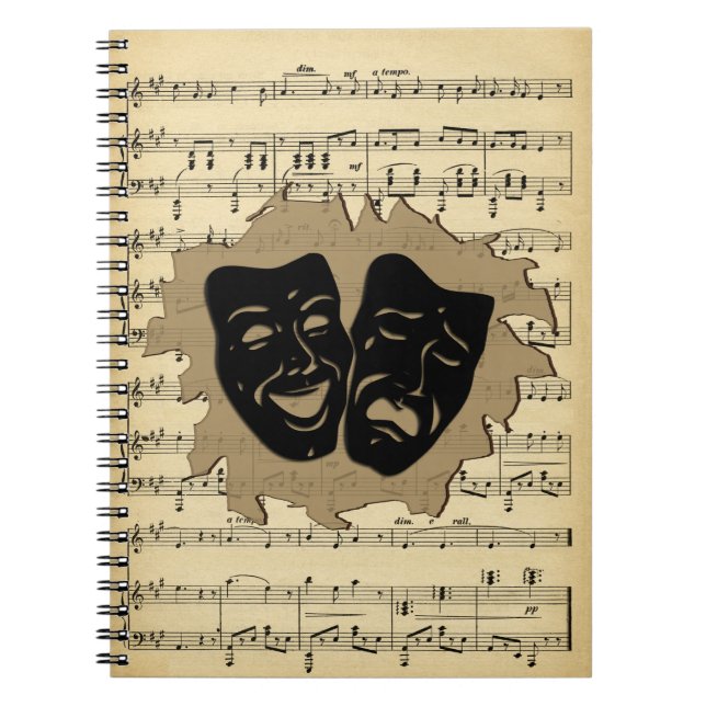 Antique Music and Theater Masks Notebook (Front)