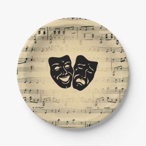 Antique Music and Theater Masks Paper Plates
