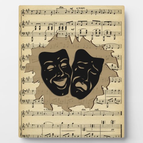 Antique Music and Theater Masks Plaque