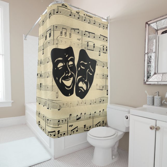 Antique Music and Theater Masks Shower Curtain (In Situ)