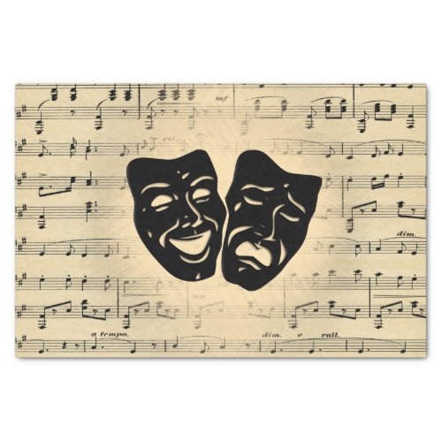 Antique Music and Theater Masks Tissue Paper