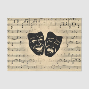 Antique Music and Theater Masks Tissue Paper