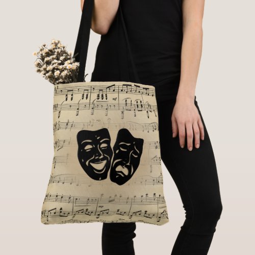 Antique Music and Theater Masks Tote Bag