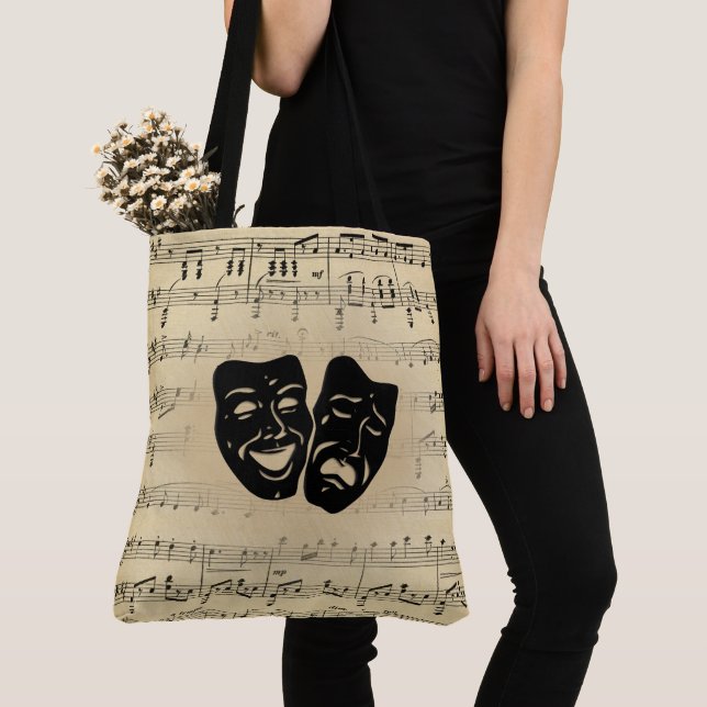 Antique Music and Theater Masks Tote Bag (Close Up)