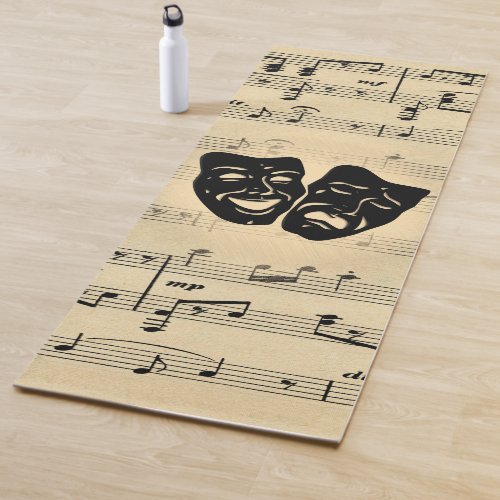 Antique Music and Theater Masks Yoga Mat