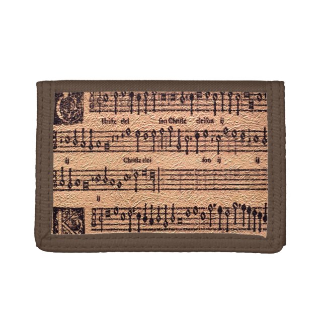 Antique MUSIC LOVER Gregorian Chant Sheet Music Tri-fold Wallet (Front)