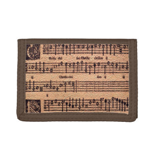 Antique MUSIC LOVER Gregorian Chant Sheet Music Trifold Wallet