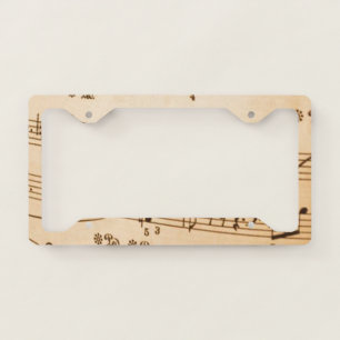 Antique Music Notes License Plate Frame