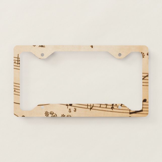 Antique Music Notes License Plate Frame (Front)