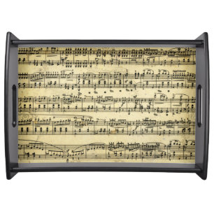 Antique music notes score serving tray