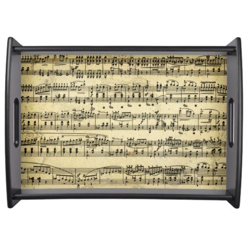 Antique music notes score serving tray