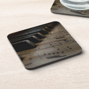 Antique Music Piano Keys Beverage Coaster