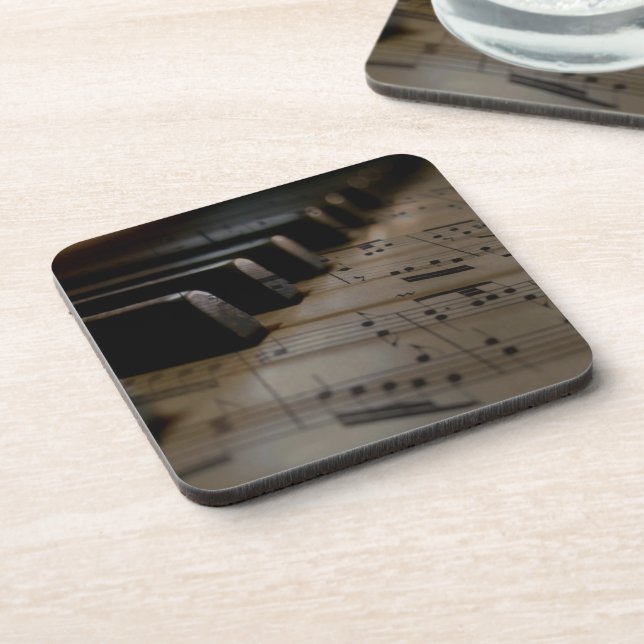 Antique Music Piano Keys Beverage Coaster (Left Side)
