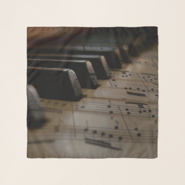 Antique Music Piano Keys Chiffon Scarf (Front)