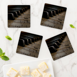 Antique Music Piano Keys Coaster Set