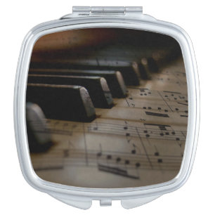 Antique Music Piano Keys Compact Mirror