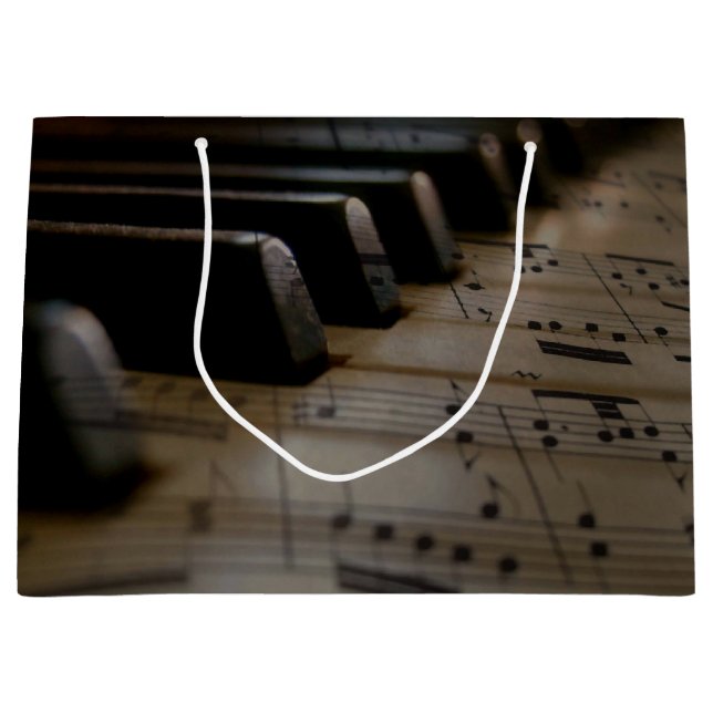 Antique Music Piano Keys Large Gift Bag (Front)