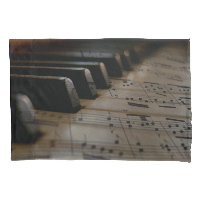 Antique Music Piano Keys Pillow Case (Front)