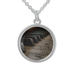 Antique Music Piano Keys Sterling Silver Necklace