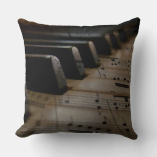 Antique Music Piano Keys Throw Pillow