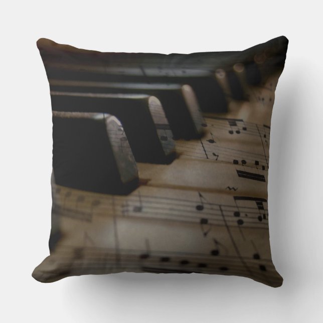 Antique Music Piano Keys Throw Pillow (Front)