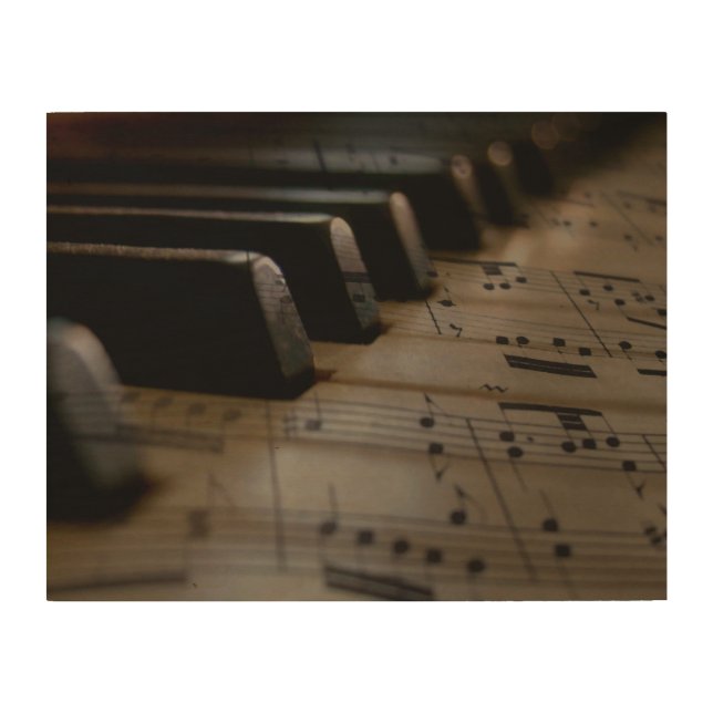 Antique Music Piano Keys Wood Wall Art (Front)