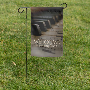 Antique Music Piano Welcome Custom Text  Garden Flag