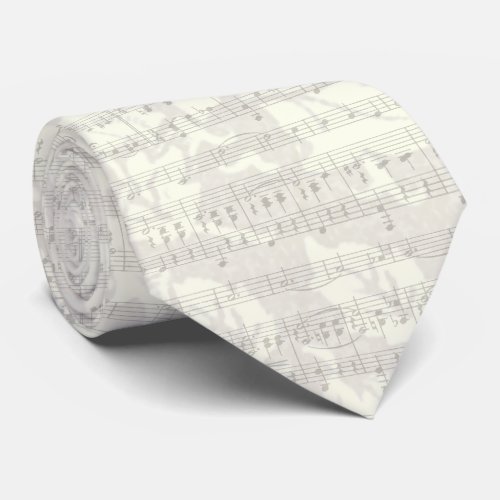 Antique Music Sheet Gray Floral Tie