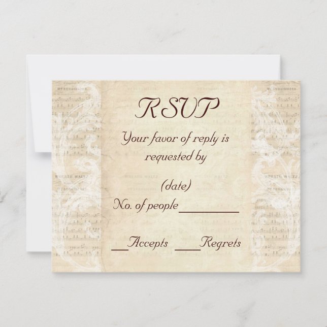 Antique Music Sheet RSVP Card Template (Front)