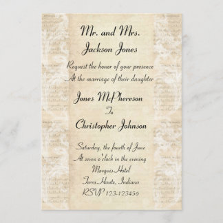 Antique Music Sheet Wedding Invitation