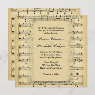 Antique Music Theme Wedding Invitation