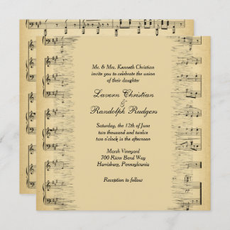 Antique Music Theme Wedding Invitation