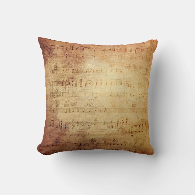 Antique Music Throw Pillow (Front)