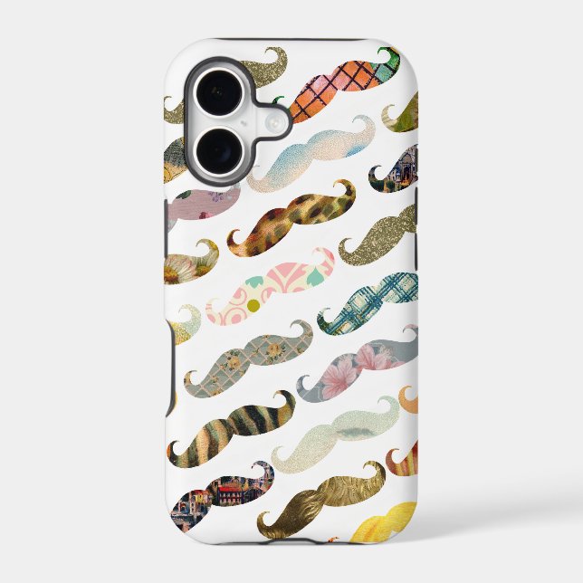 Antique Mustache with Vintage Patterns iPhone Case (Back)