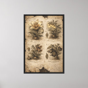 Antique Mystical Botanical Plate Canvas Print
