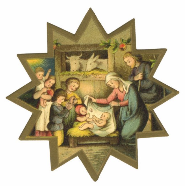 Antique Nativity Christmas Ornament (Front)
