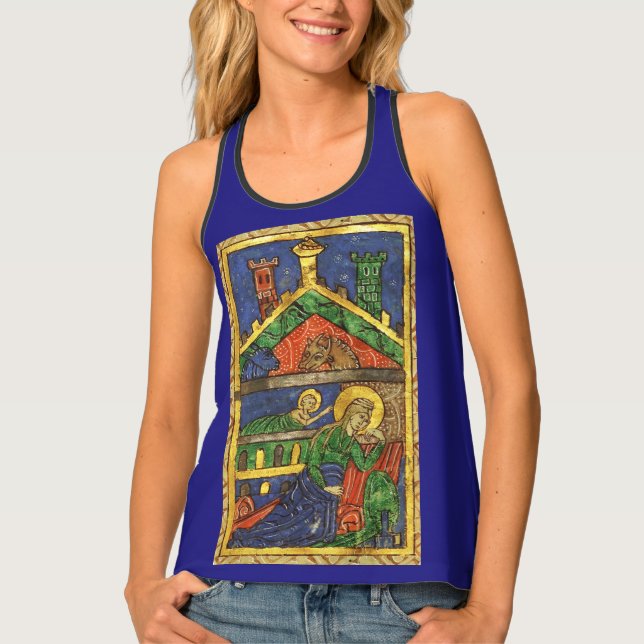 ANTIQUE NATIVITY CHRISTMAS PARCHMENT  TANK TOP (Front)