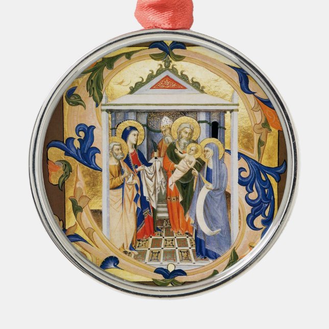 ANTIQUE NATIVITY PARCHMENT METAL ORNAMENT (Front)