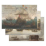 ANTIQUE NAUTICAL ART HEAVY WEIGHT DECOUPAGE PRINTS WRAPPING PAPER SHEETS