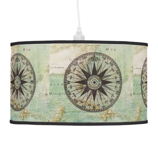 Antique Nautical Compass & Map Lamp Shade (Left)