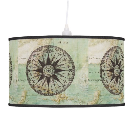 Antique Nautical Compass & Map Lamp Shade (Right)