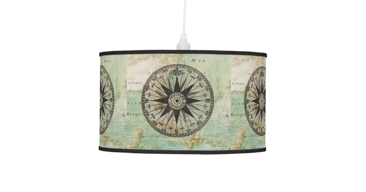 Antique Nautical Compass Map Lamp Shade Zazzle Com