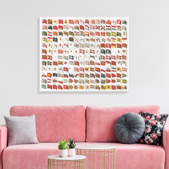 Antique Nautical Flags of the World Poster Canvas Print (Insitu(LivingRoom))
