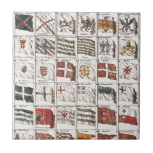 Antique Nautical Flags of the World Poster Ceramic Tile