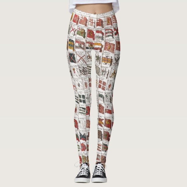Antique Nautical Flags of the World Poster Leggings (Front)