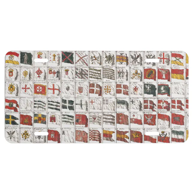 Antique Nautical Flags of the World Poster License Plate | Zazzle