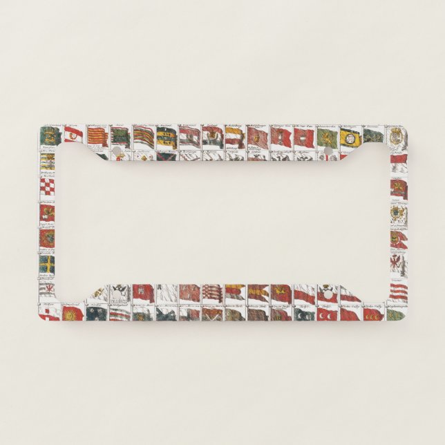 Antique Nautical Flags of the World Poster License Plate Frame (Front)