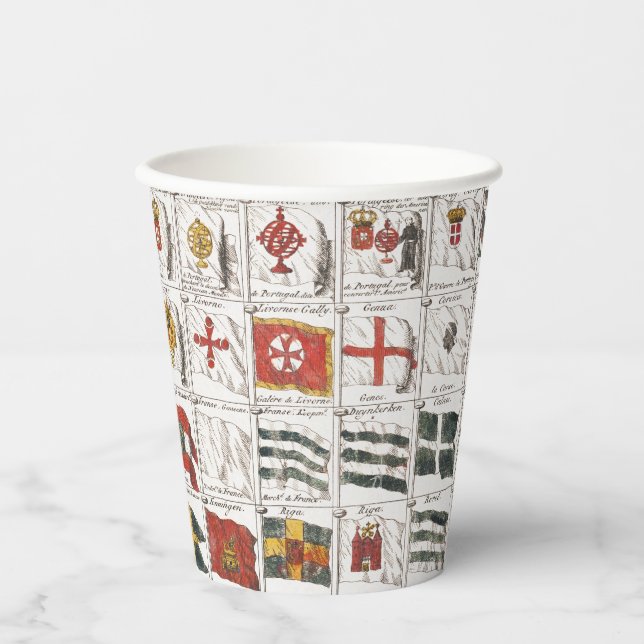 Antique Nautical Flags of the World Poster Paper Cups (Front)